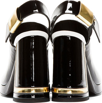 Kenzo Black & Gold Patent Leather Slingback Sandals