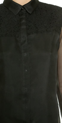 Jason Wu Organza Shirt with Lace Trim