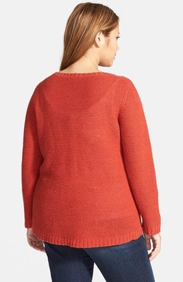 Eileen Fisher Linen & Cotton Ballet Neck Pullover (Plus Size)