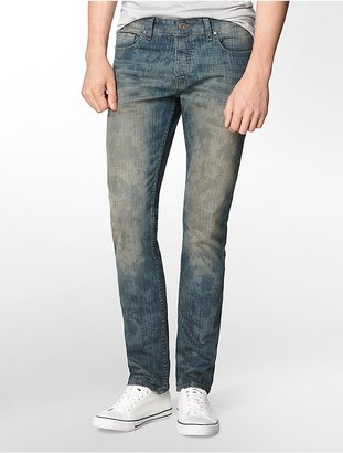 Calvin Klein Slim Leg Distressed Camouflage Jeans