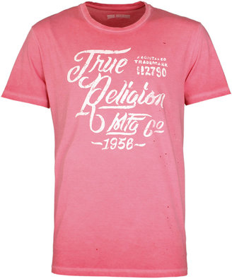 True Religion Pink Painted Crew Neck T-Shirt