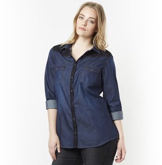 Taillissime Denim Shirt with Lace Inset