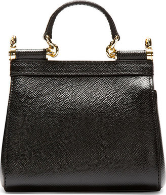 Dolce & Gabbana Black Pebbled Leather Mini Miss Sicily Bag