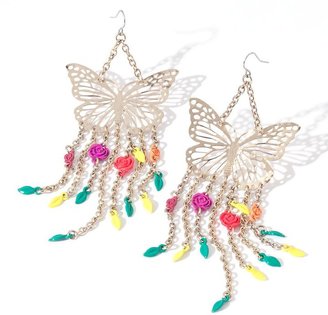 Vera Wang Princess two tone butterfly fringe drop earrings