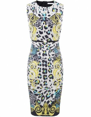 Versace Leopard Print Belted Pencil Dress