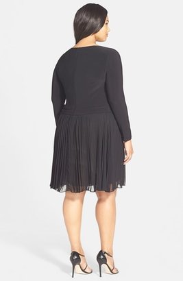 Adrianna Papell Pleat Skirt Fit & Flare Dress (Plus Size)