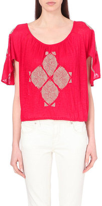 Free People Aztec-Embroidered Linen Top - for Girls
