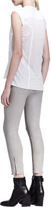 Helmut Lang HELMUT High-Gloss Cropped Zip Skinny Pants, Lace