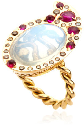 Sylvie Corbelin One Of A Kind Moonstone And Ruby Ring Blue Multi
