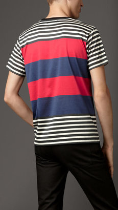 Burberry Contrast Stripe Cotton T-Shirt