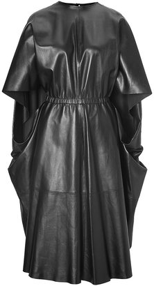 Valentino Leather Capelet Dress