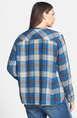 Lucky Brand Plaid Tie Front Top (Plus Size)
