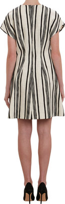 Thakoon Rustic Stripe Jacquard Pleated Dress