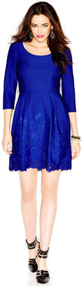 Betsey Johnson Embroidered Laser-Cut Dress