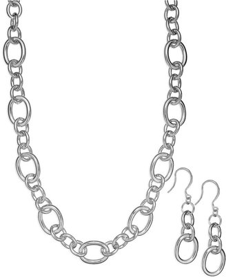 Charter Club Silver-Tone Link Chain Necklace and Drop Earring Set