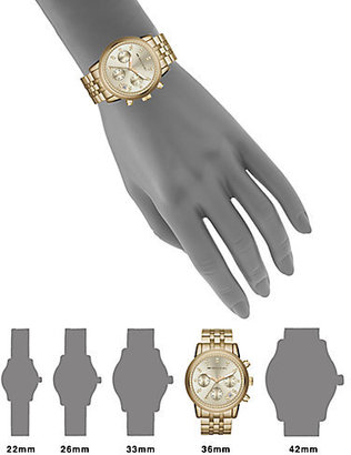 Michael Kors Ritz Round Goldtone Stainless Steel Chronograph Bracelet Watch