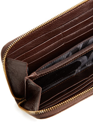 Sequoia Paris Crackled Leather Zig Zag Zip Around Wallet