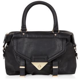 New Look Black Triangle Lock Bowler Bag