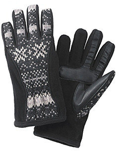 Isotoner Signature Signature smarTouch® Black Matrix Nylon Gloves with Piping