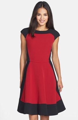 Maggy London Colorblock Crepe Fit & Flare Dress