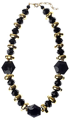 Adele Marie Exclusive Faceted Resin Spacer Bead Statement Necklace, Black