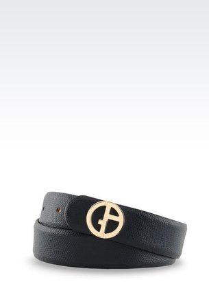 Giorgio Armani Printed Leather Belt With Logoed Buckle