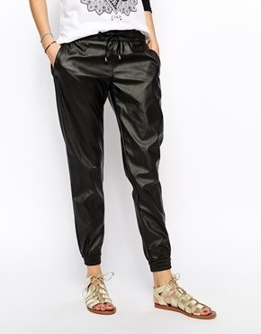 Lira Leather Look Sweat Pants - Black