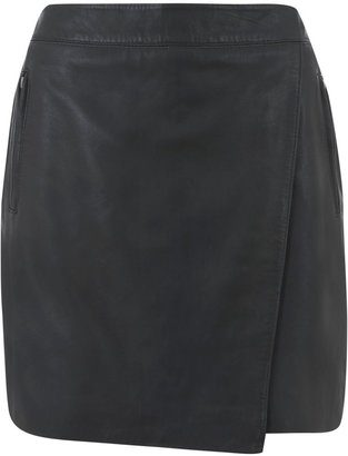 Mint Velvet Graphite Wrap Front Leather Skirt