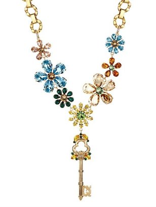 Dolce & Gabbana Crystal-embellished flower and key necklace