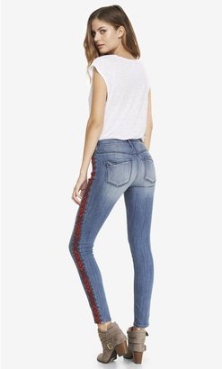 Express Mid Rise Aztec Embroidered Jean Legging
