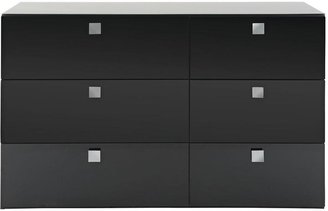 Very Mono Glass Top 3 + 3 Wide Chest of Drawers