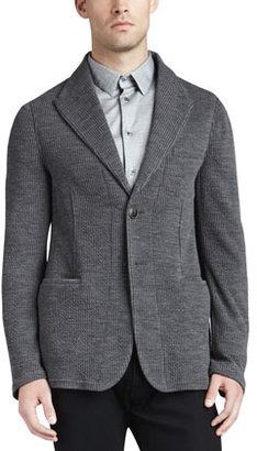 Giorgio Armani Soft Ribbed Knit Jacket, Gray