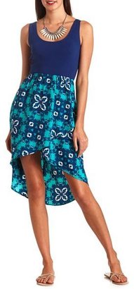 Charlotte Russe Lace-Back Scarf Print High-Low Dress