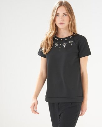 French Connection Black Woven Scubalicious Top