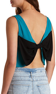 Charlotte Russe Bow-Back Swing Crop Top