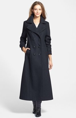 DKNY Double Breasted Long Wool Blend Coat