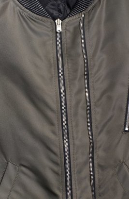 The Kooples Leather Sleeve Bomber Jacket