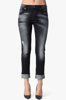 7 For All Mankind Slim Illusion Relaxed Skinny In Ultimate Icy Black