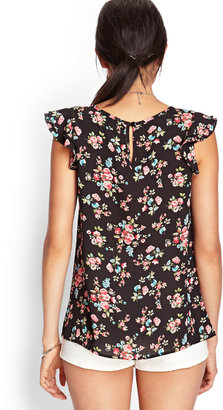 Forever 21 Clustered Floral Woven Top
