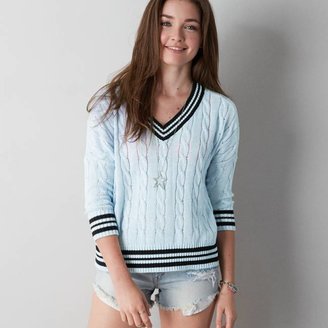 American Eagle Tipped V-Neck Sweater