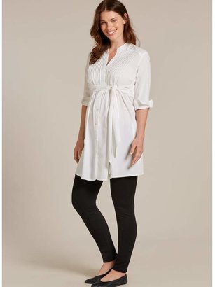 Isabella Oliver Libby Long Line Maternity Shirt-Pure White