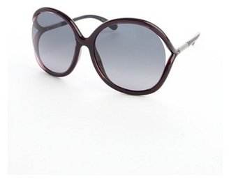 Tom Ford black burgundy acrylic 'Rhi' round oversized retro sunglasses