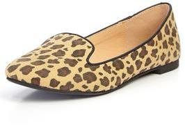 Shoebox Shoe Box Dina Flat Slipper Shoes Leopard IMI Suede