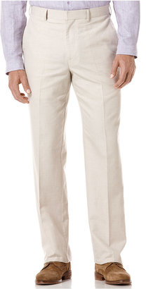 Cubavera Pants, Linen Blend Flat Front Herringbone Pant