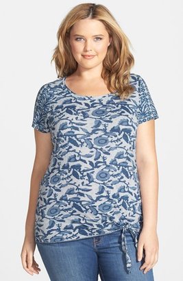 Lucky Brand Tie Front Floral Print Top (Plus Size)