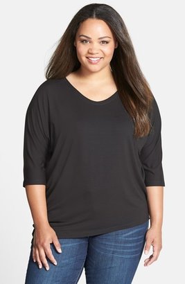 Eileen Fisher V-Neck Asymmetric Jersey Top (Plus Size)