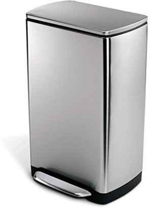 Simplehuman Wide-Step Rectangular Step Trash Can, Stainless Steel, 38 L / 10 Gal
