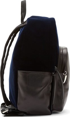 Giuseppe Zanotti Deep Navy Velvet & Leather Backpack