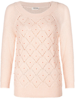 Marks and Spencer Indigo Collection Pure Cotton Bead Embellished Pointelle Jumper