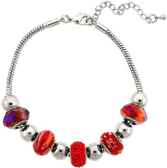 SPARKLE ALLURE Dazzling Designs Silver-Plated Red Glass Bead Bracelet